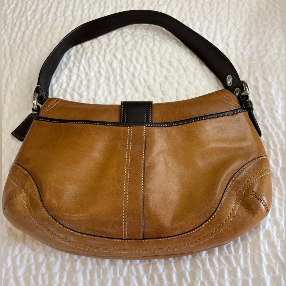 COACH SOHO Vintage British Tan & Black Leather Shoulder Bag Y2K EUC Lovely👜❣️ - Picture 3 of 12